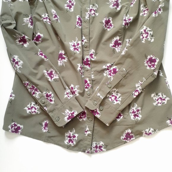 Duluth Trading DuluthFlex Sidewinder Long Sleeve Shirt Green Floral Size Size M - Picture 9 of 13